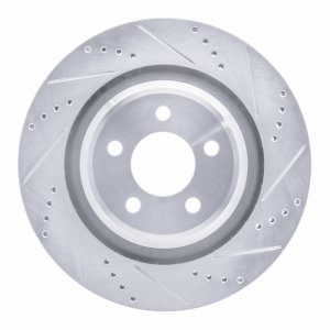 Chrysler 300 Brake Rotor (1) - Rear Right - R1 Concepts - Drilled & Slotted - Silver - `05-`23